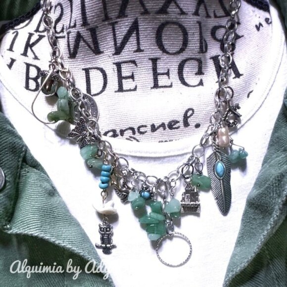 Alquimia Green and Silver Charm Necklace - Picture 4 of 7